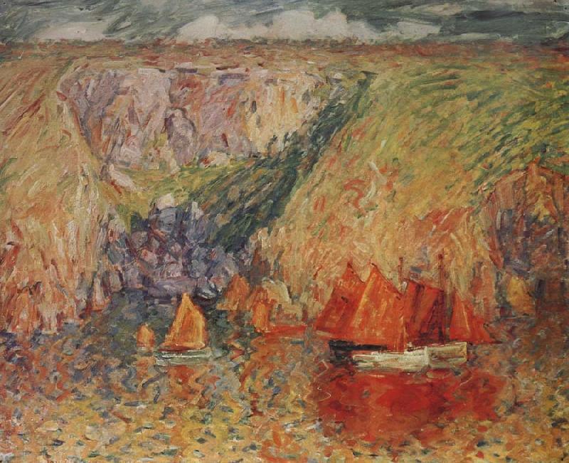 John Russell Fishing boats,Goulphar Sweden oil painting art